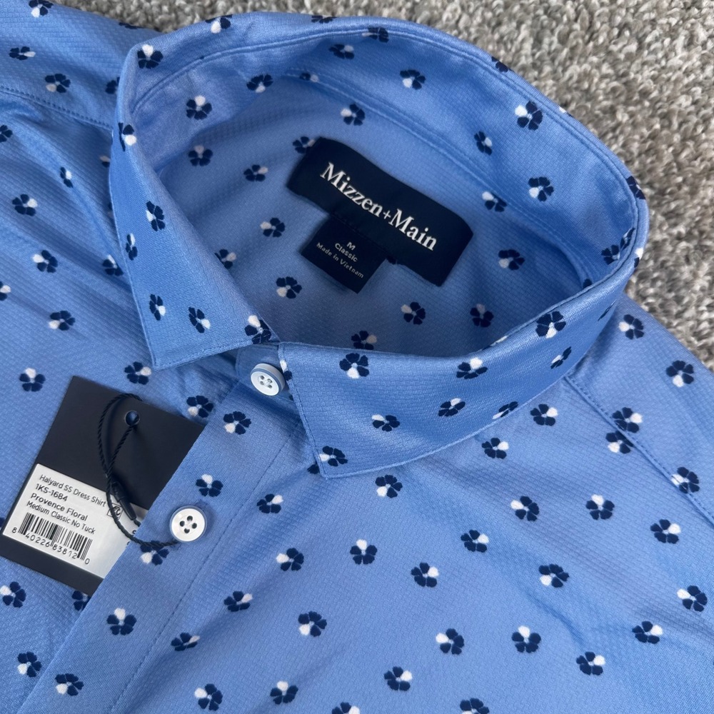 Mizzen+Main Halyard Dress Shirt Mens Medium Provence Floral Classic No Tuck NEW